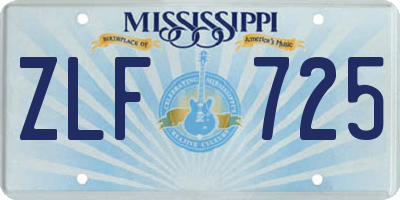MS license plate ZLF725