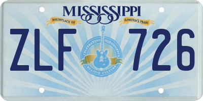 MS license plate ZLF726