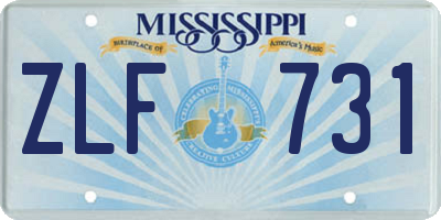 MS license plate ZLF731