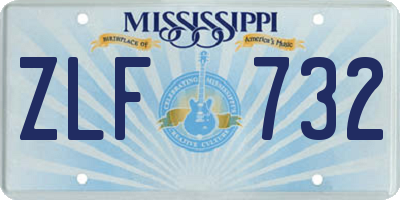 MS license plate ZLF732