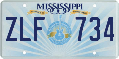 MS license plate ZLF734