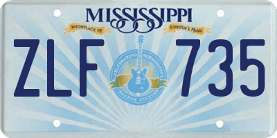 MS license plate ZLF735