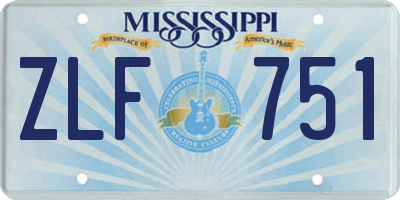 MS license plate ZLF751