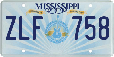 MS license plate ZLF758