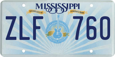 MS license plate ZLF760
