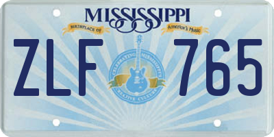 MS license plate ZLF765