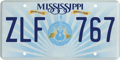 MS license plate ZLF767