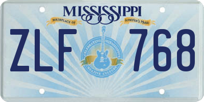 MS license plate ZLF768