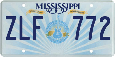 MS license plate ZLF772