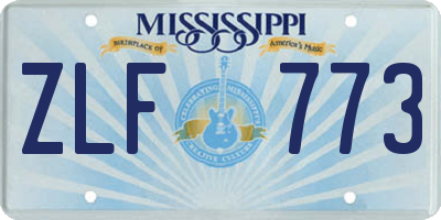 MS license plate ZLF773