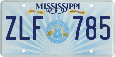 MS license plate ZLF785