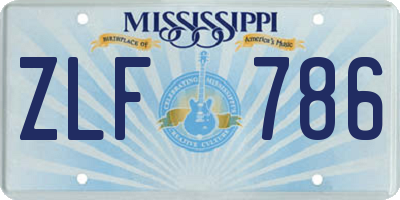 MS license plate ZLF786