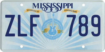MS license plate ZLF789
