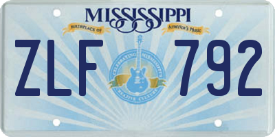 MS license plate ZLF792