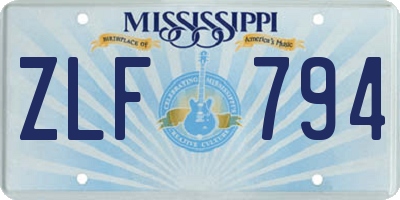 MS license plate ZLF794