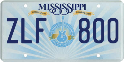 MS license plate ZLF800