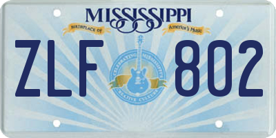 MS license plate ZLF802