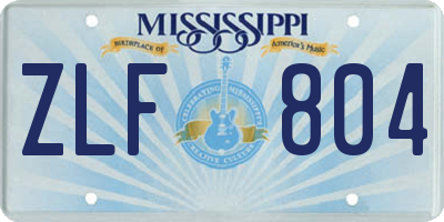 MS license plate ZLF804