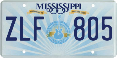 MS license plate ZLF805