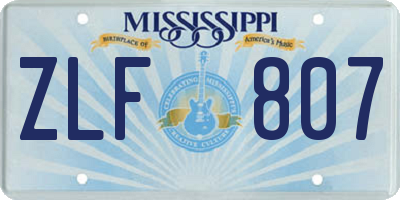 MS license plate ZLF807