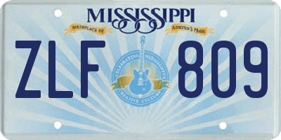 MS license plate ZLF809