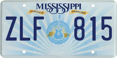 MS license plate ZLF815