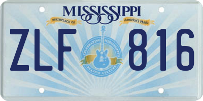 MS license plate ZLF816