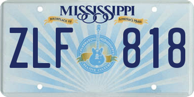 MS license plate ZLF818