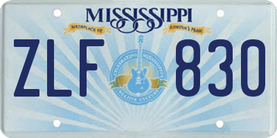 MS license plate ZLF830
