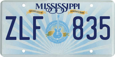MS license plate ZLF835
