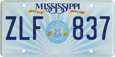 MS license plate ZLF837