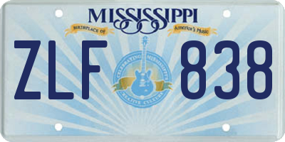 MS license plate ZLF838