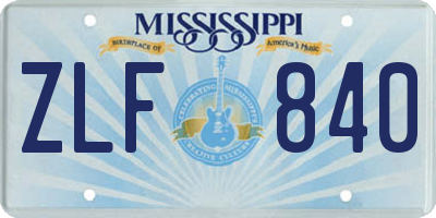MS license plate ZLF840