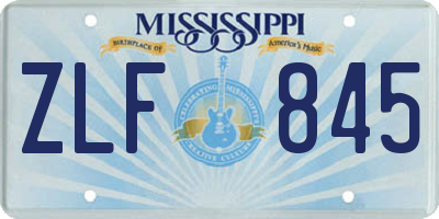MS license plate ZLF845