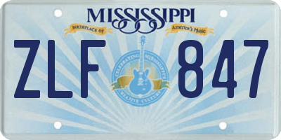 MS license plate ZLF847