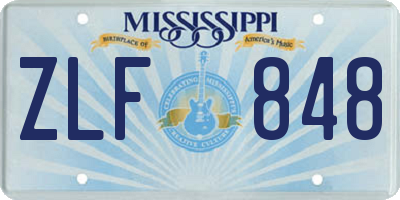 MS license plate ZLF848