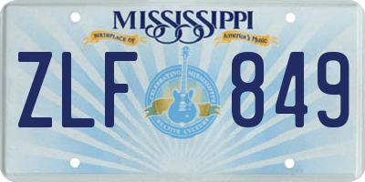 MS license plate ZLF849
