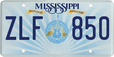 MS license plate ZLF850