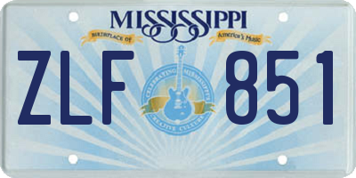 MS license plate ZLF851