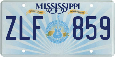 MS license plate ZLF859