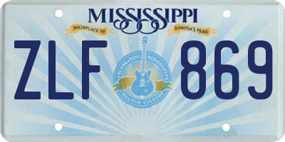 MS license plate ZLF869