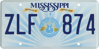 MS license plate ZLF874