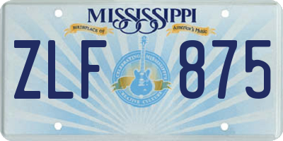 MS license plate ZLF875