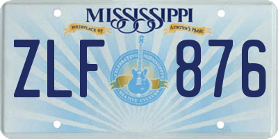 MS license plate ZLF876