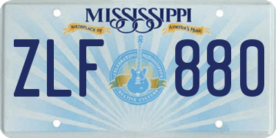 MS license plate ZLF880
