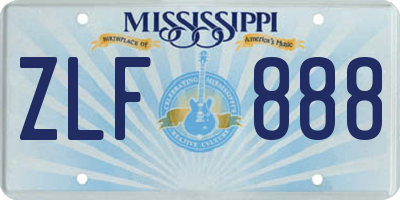 MS license plate ZLF888