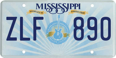 MS license plate ZLF890