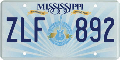 MS license plate ZLF892