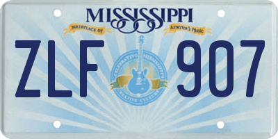 MS license plate ZLF907