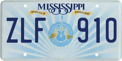 MS license plate ZLF910